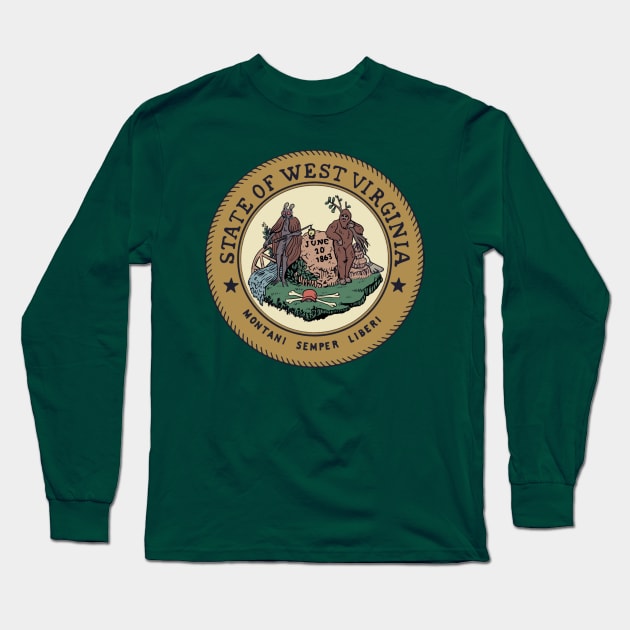 Cryptid State Seal of West Virginia Long Sleeve T-Shirt by Ballyraven